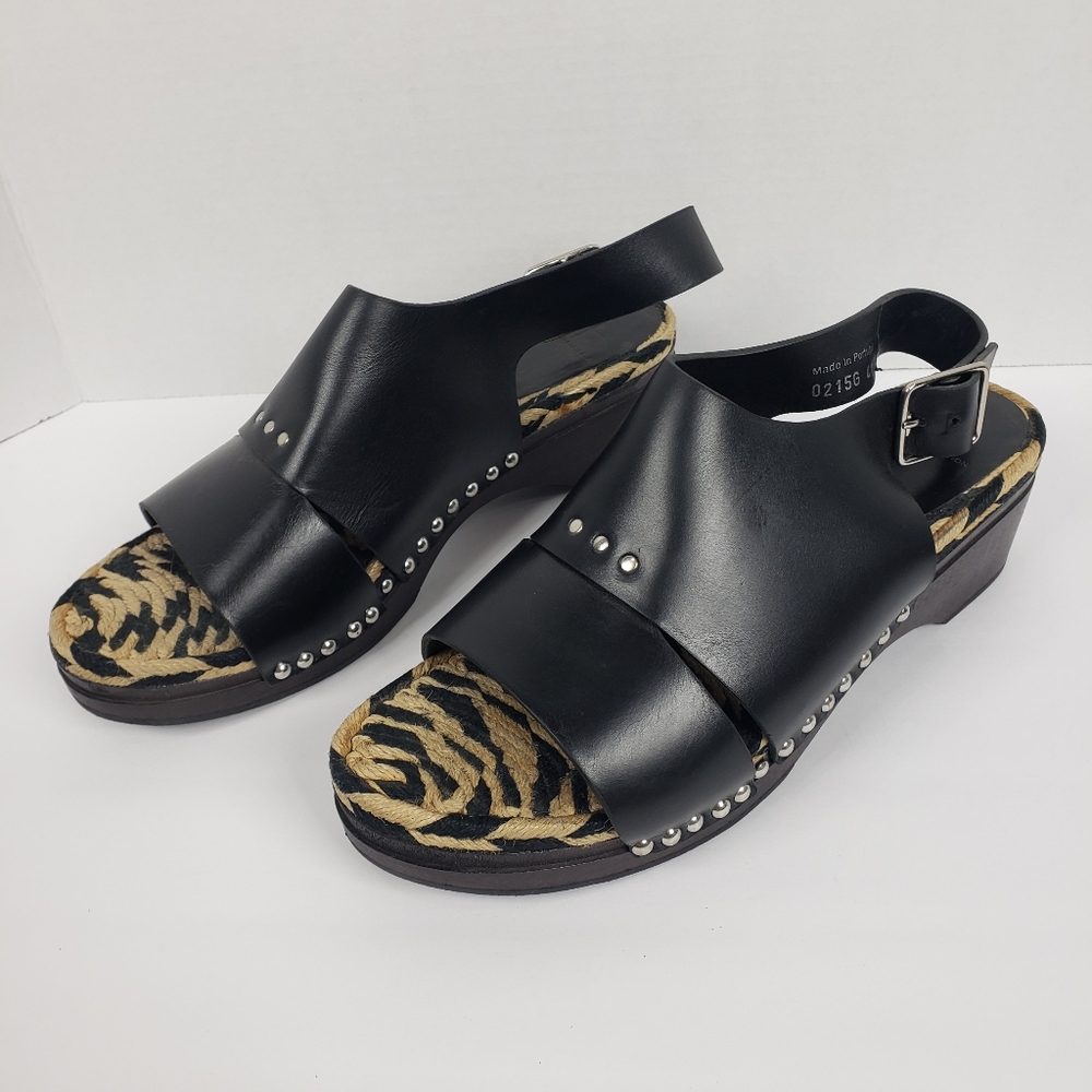 Thakoon Addition Black Leather Studded Sandals 41
